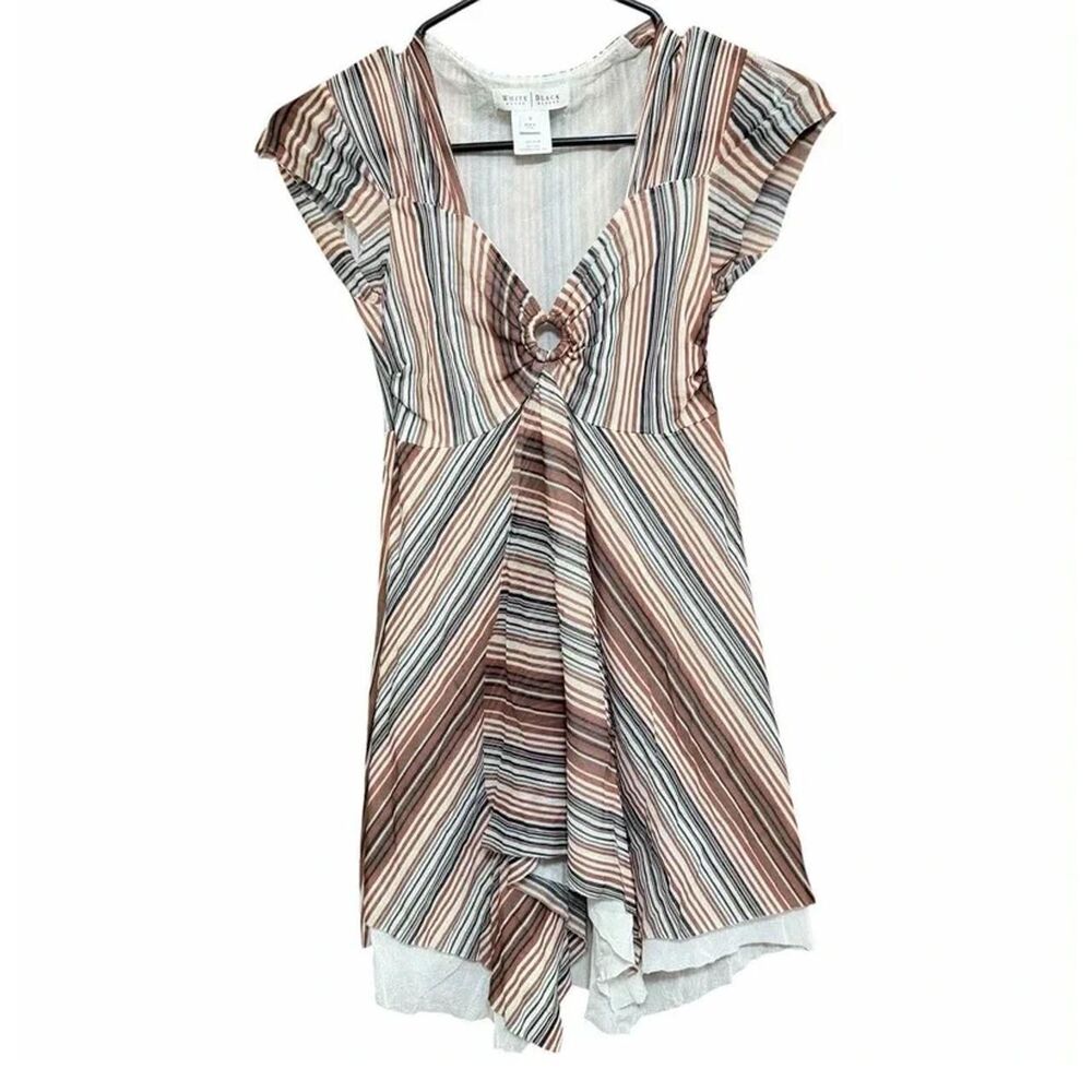 White House Black Market Y2K Sheer Brown Handkerchief Hem Boho Top - Size Small